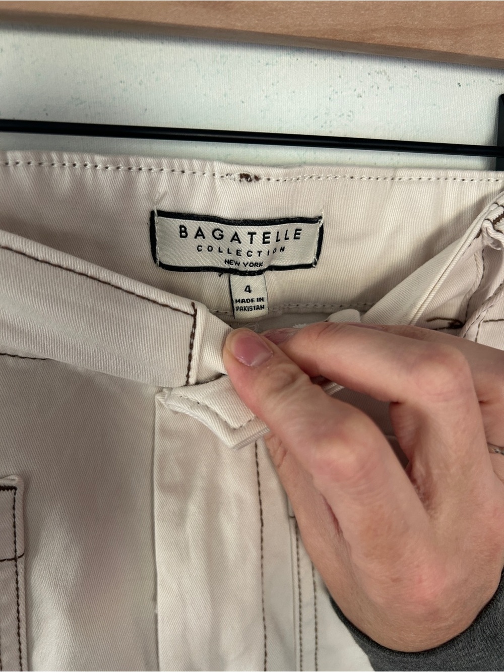 bagatelle Cream Trousers with Patch Pocket Detail - Picture 3 of 4